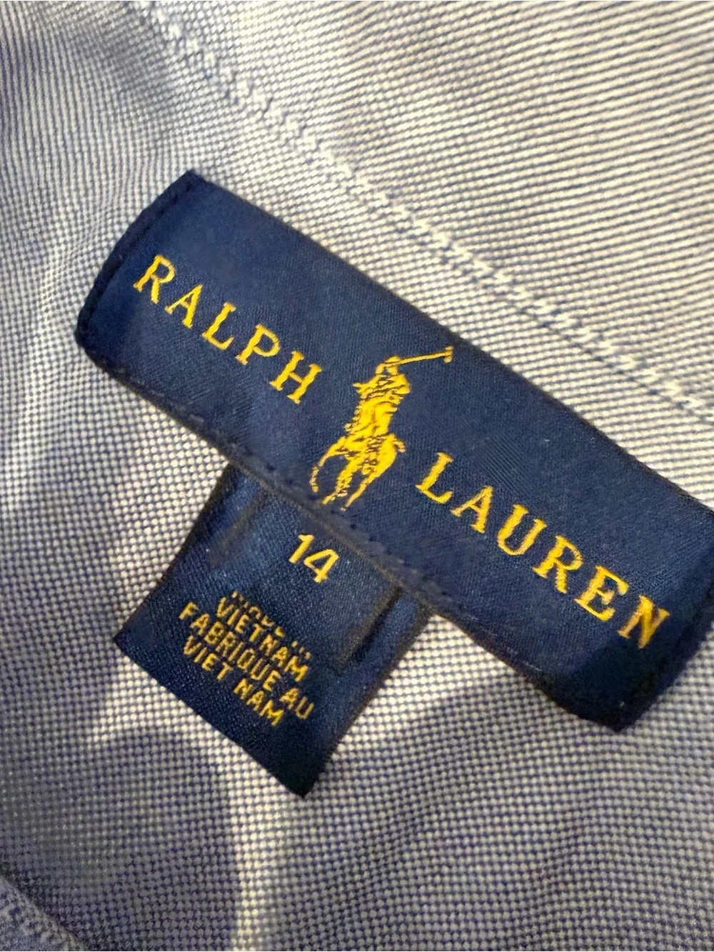 Ralph Lauren Set Of 2 Youth Boys Shirt 1 Blue Oxford, 1 Blue White Gingham Sz L